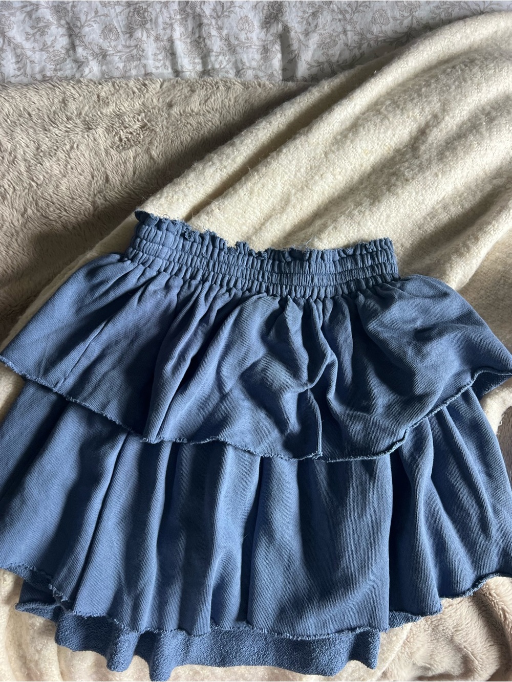 aerie Blue Tiered Ruffle Skater Mini Skirt